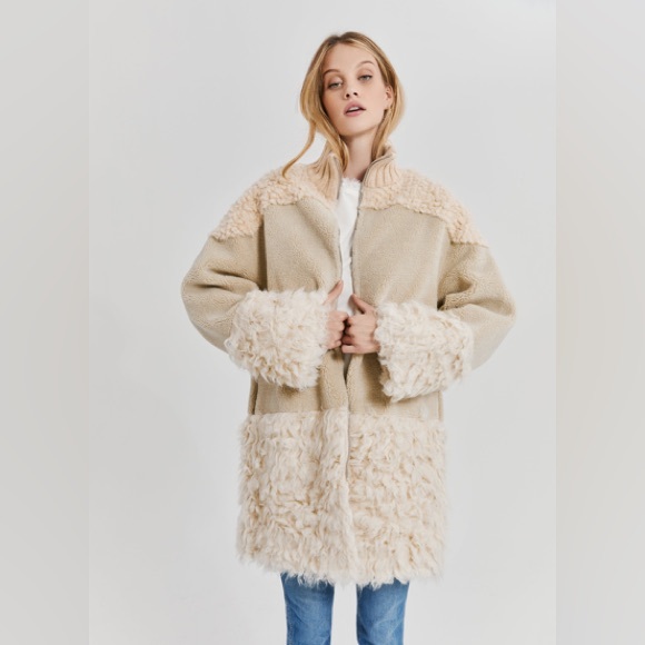 SOLD. Something Navy Faux Sherling Coat - Picture 3 of 10